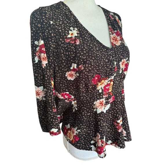 Torrid Womens Top Peplum Chablis Corset Back Floral Black Red Plus Size 00 - Picture 4 of 8